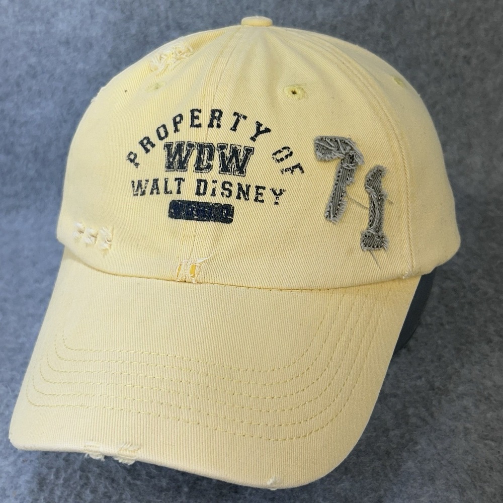 Disney Parks Property Of WDW 71 Distressed Dad Hat Yellow Strapback Y2K